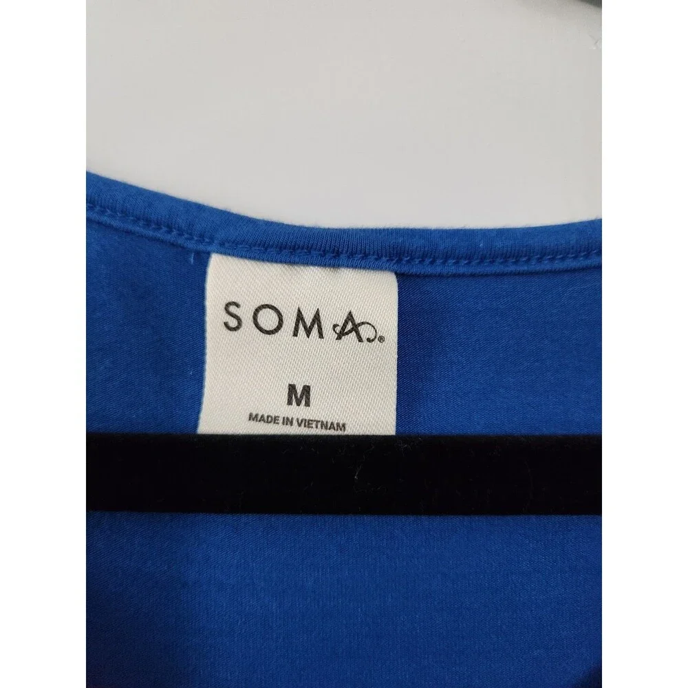 Soma Short Sleeve Pajama Tee Womens Sz Medium Blue Soft Comfy PJ Top Sleep Shirt - Picture 3 of 5